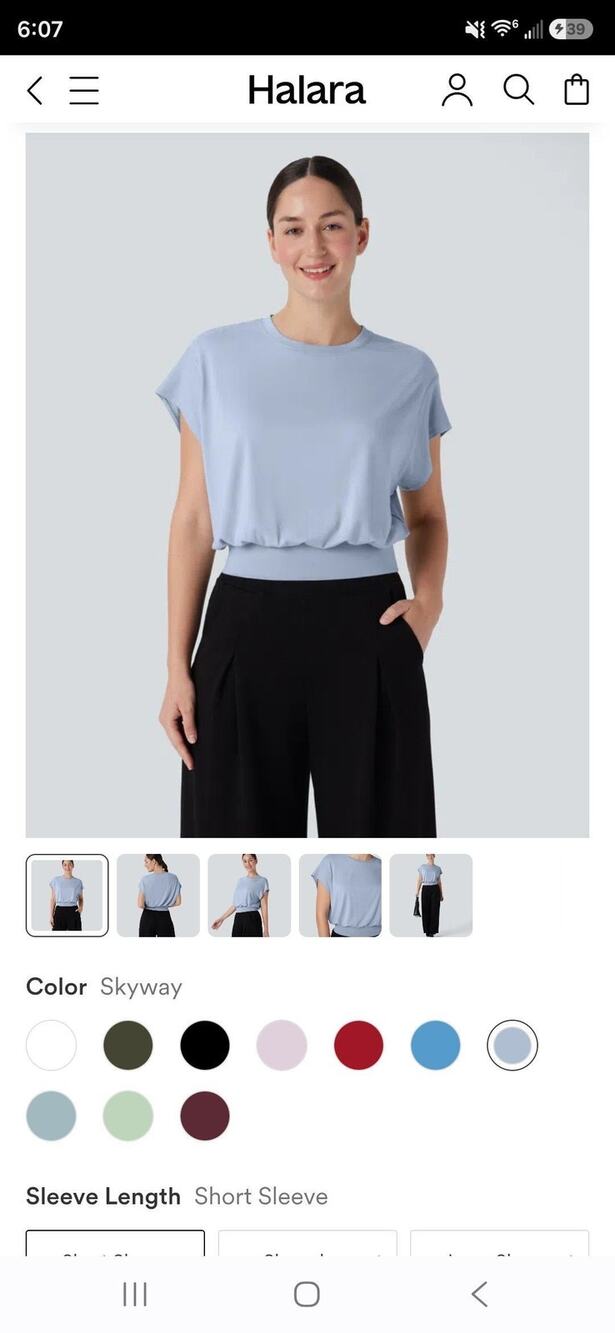 Halara Round Neck Short Sleeve Batwing Shirt Top Skyway Large NWT NEW B7